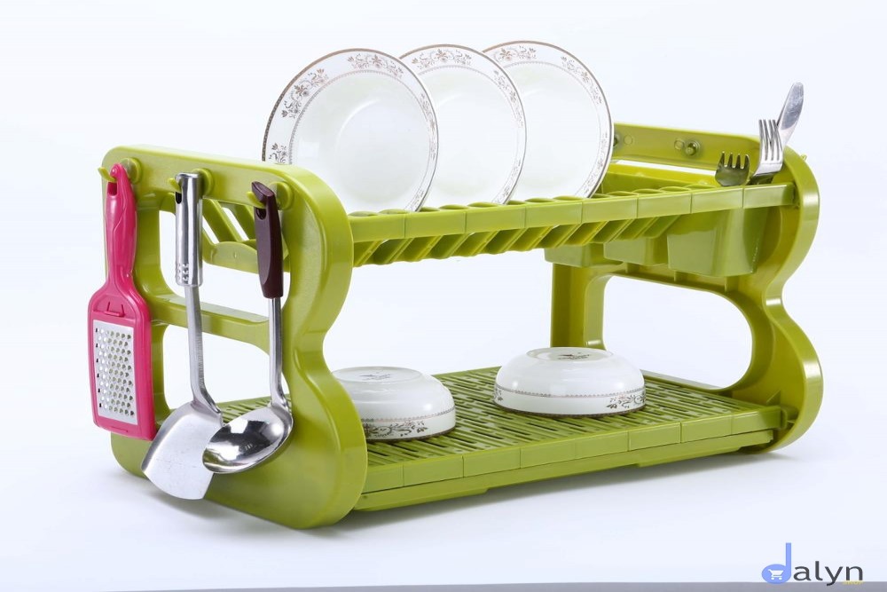 Two tier plastic plate rack