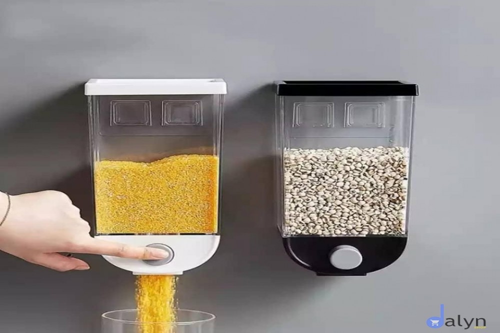 wall mounted cereal container dispenser